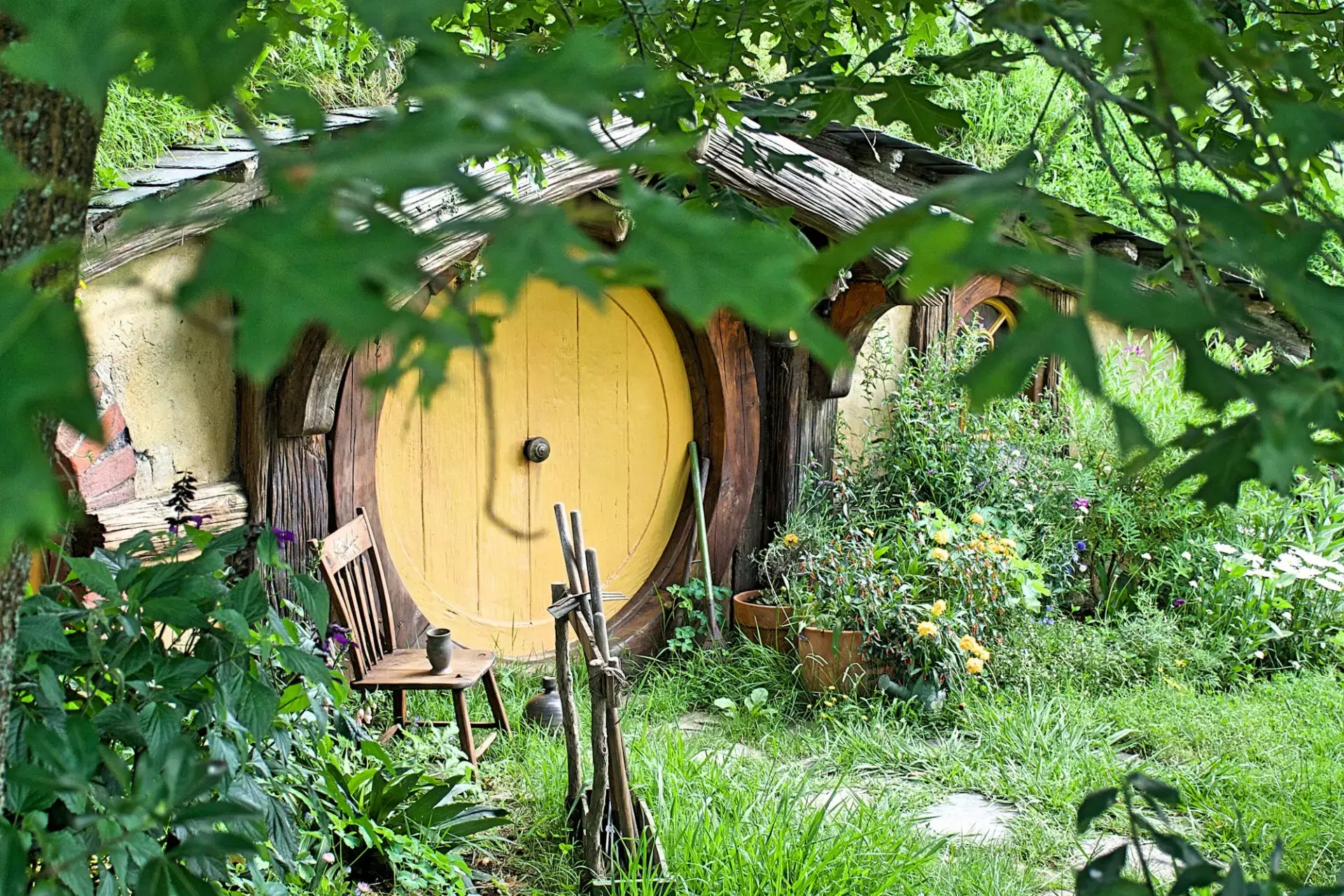 Hobbit homes nestled in the rolling hills of Matamata