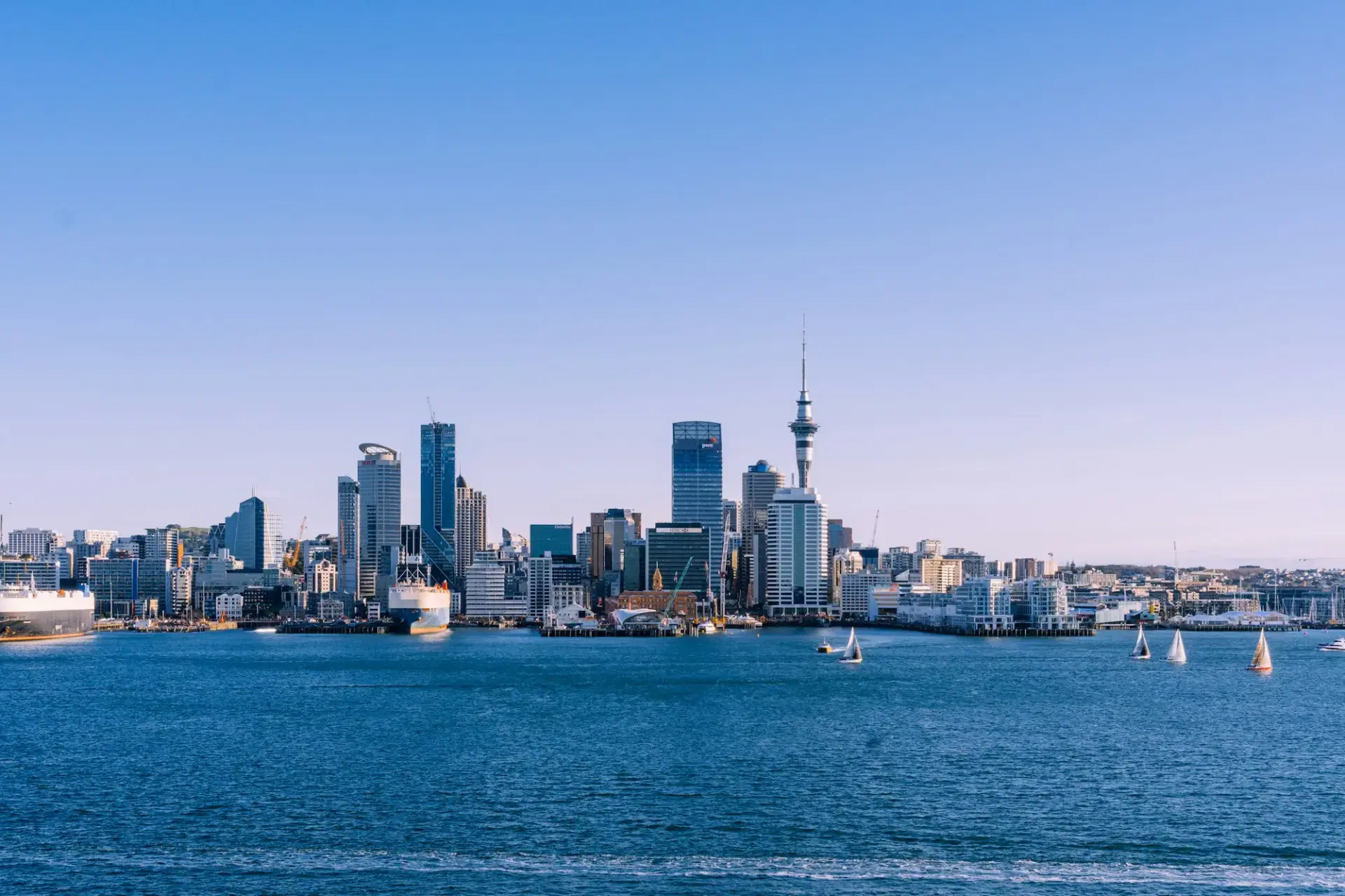 Auckland city skyline across the Waitematā Harbour